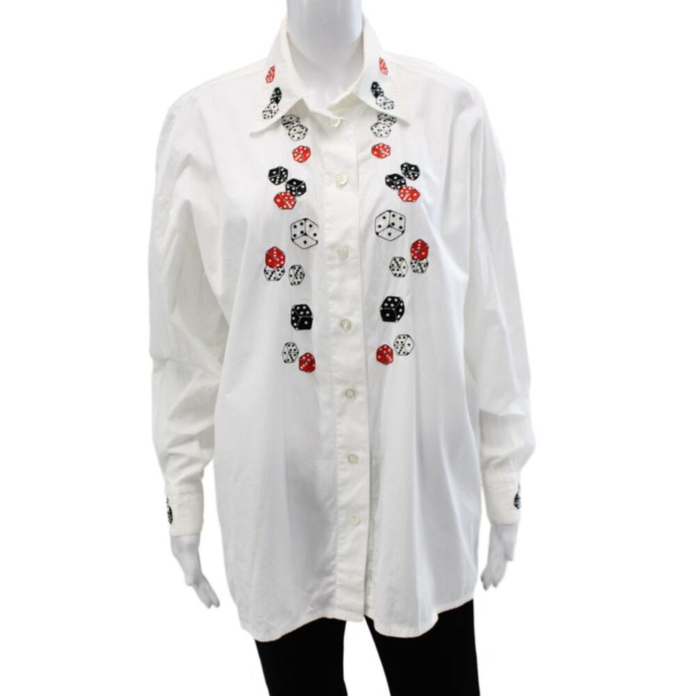 Escada Margaretha Ley Womens Button Up White Long Sleeve Cotton Size 42